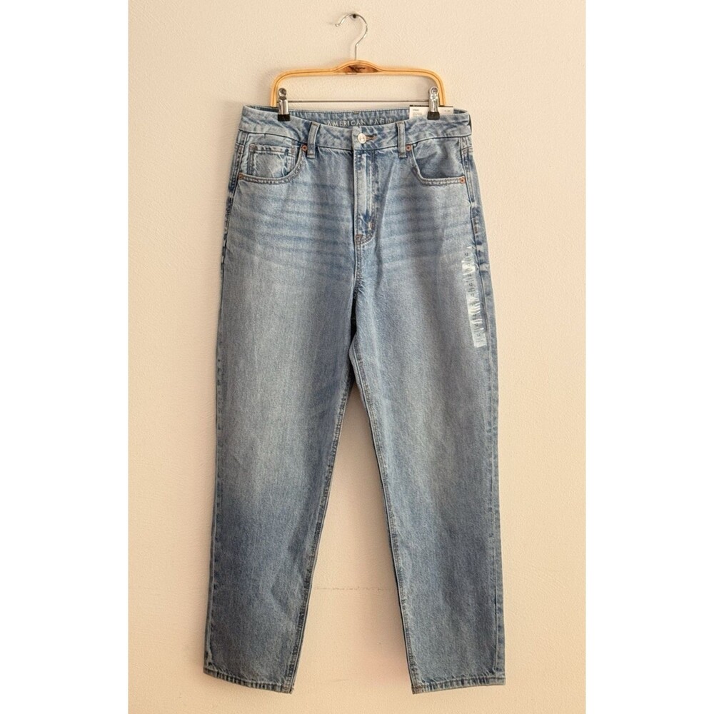 American Eagle Curvy High Rise Mom Denim Jeans Size 12 31  Straight Leg New